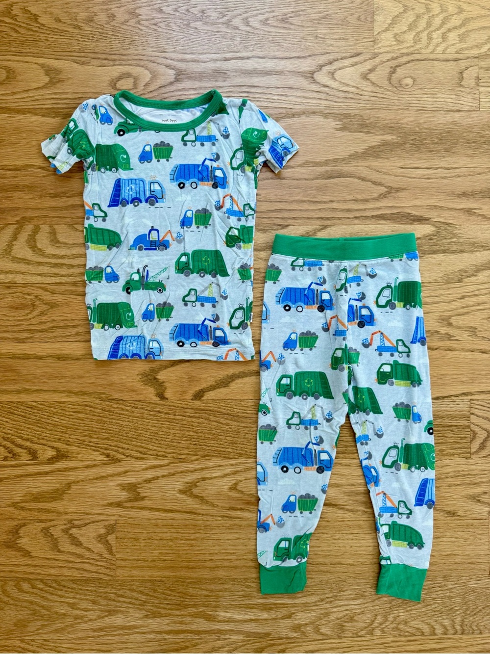 Little Sleepies bamboo Green and Blue Truck Print Pajama Set